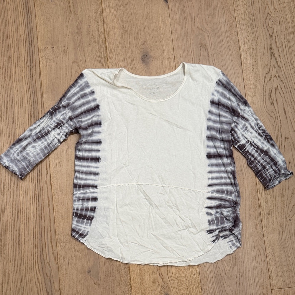 We The Free Cream and Purple Long Sleeve Top